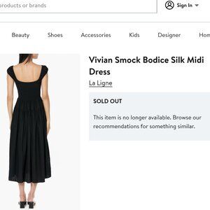 Vivian Smock Bodice Silk Midi Dress XS $395